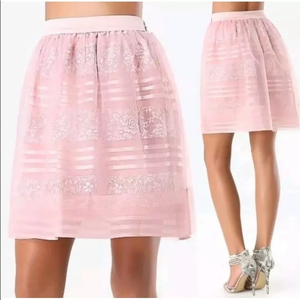 NWT Bebe Women's 4 Skirt Stripe Lace & Overlay Magnolia Frost Princess Babiecore